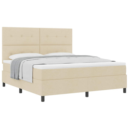 Box spring seng med hovedgærde Creme 180 x 200 cm Stof