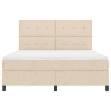 Box spring seng med hovedgærde Creme 180 x 200 cm Stof