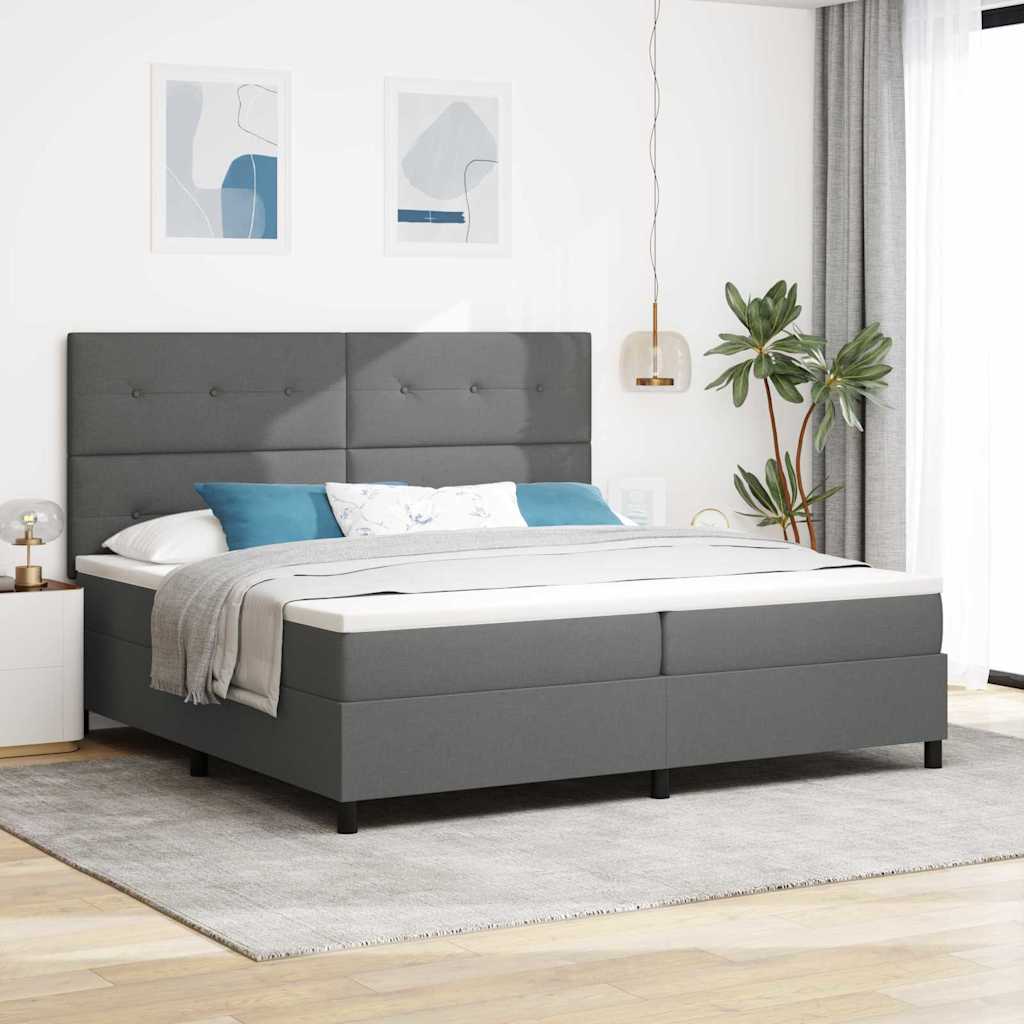 Box spring seng med hovedgrde Mrkegr 200 x 200 cm Stof