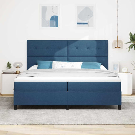 Box spring seng med hovedgærde Blå 200 x 200 cm Stof