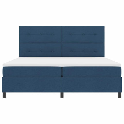 Box spring seng med hovedgærde Blå 200 x 200 cm Stof