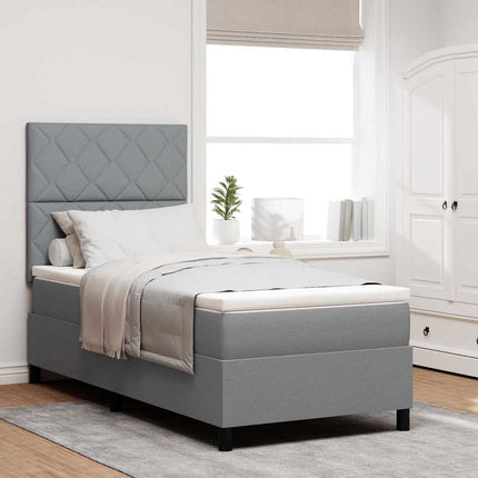 Box spring seng med hovedgærde Lysegrå 90 x 190 cm Stof