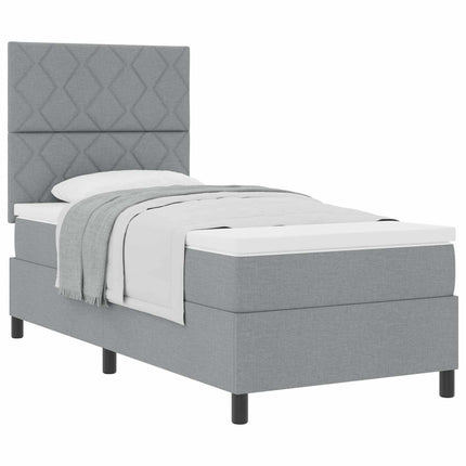 Box spring seng med hovedgærde Lysegrå 90 x 190 cm Stof