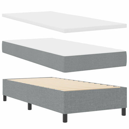 Box spring seng med hovedgærde Lysegrå 90 x 190 cm Stof