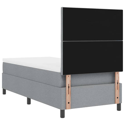 Box spring seng med hovedgærde Lysegrå 90 x 190 cm Stof