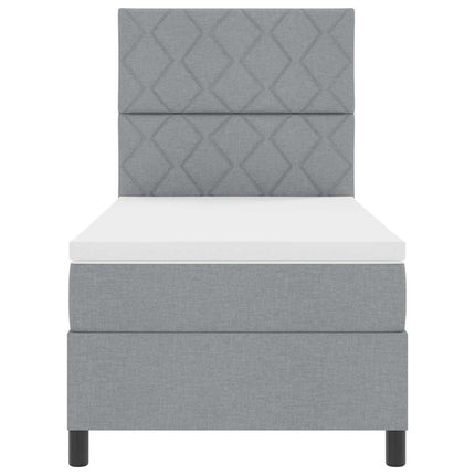 Box spring seng med hovedgærde Lysegrå 90 x 190 cm Stof