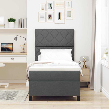 Box spring seng med hovedgærde Mørkegrå 90 x 200 cm Stof