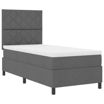 Box spring seng med hovedgærde Mørkegrå 90 x 200 cm Stof