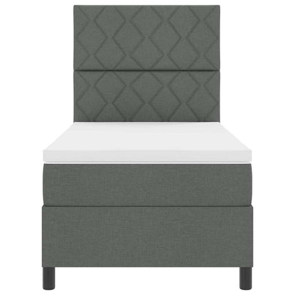 Box spring seng med hovedgærde Mørkegrå 90 x 200 cm Stof