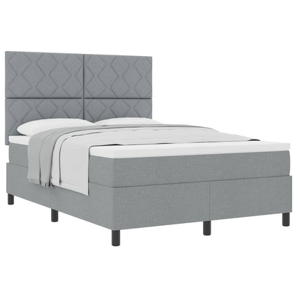 Box spring seng med hovedgærde Lysegrå 140 x 190 cm Stof