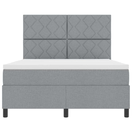 Box spring seng med hovedgærde Lysegrå 140 x 190 cm Stof