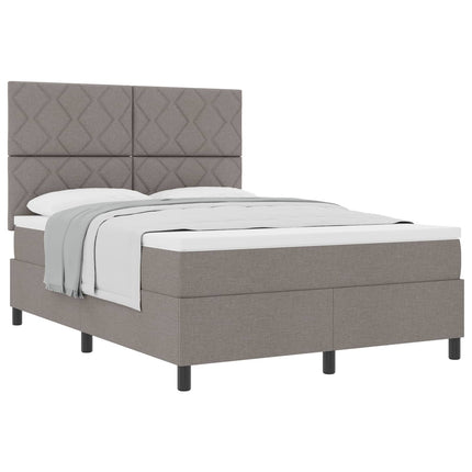Box spring seng med hovedgærde Gråbrun 140 x 190 cm Stof