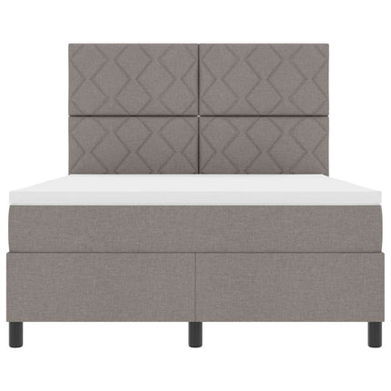 Box spring seng med hovedgærde Gråbrun 140 x 190 cm Stof