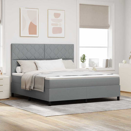 Box spring seng med hovedgærde Lysegrå 180 x 200 cm Stof