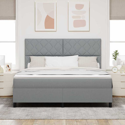 Box spring seng med hovedgærde Lysegrå 180 x 200 cm Stof