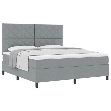 Box spring seng med hovedgærde Lysegrå 180 x 200 cm Stof