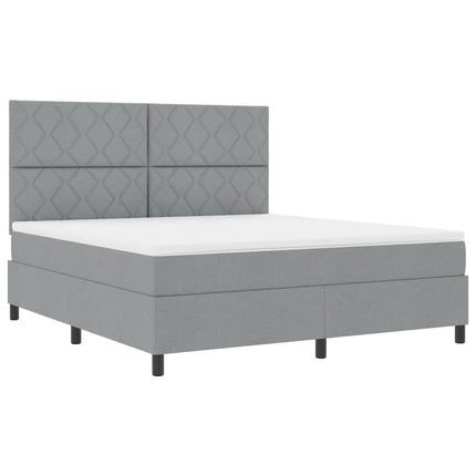 Box spring seng med hovedgærde Lysegrå 180 x 200 cm Stof