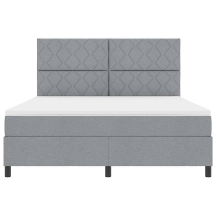 Box spring seng med hovedgærde Lysegrå 180 x 200 cm Stof