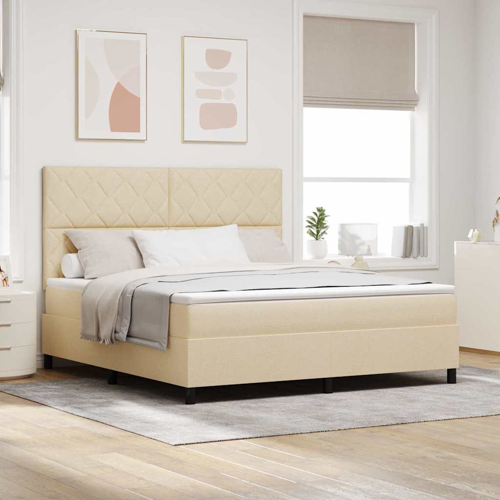 Box spring seng med hovedgrde Creme 180 x 200 cm Stof