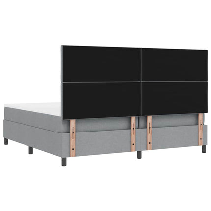 Box spring seng med hovedgærde Lysegrå 200 x 200 cm Stof