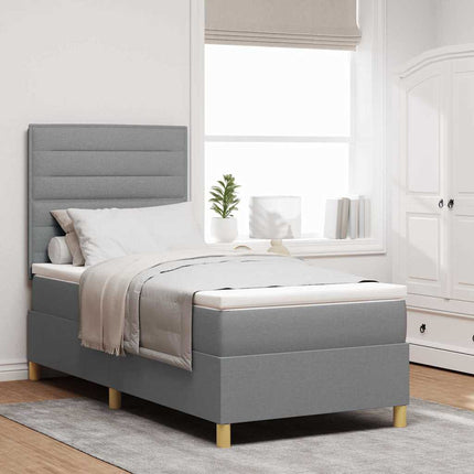 Box spring seng med madras Lysegrå 80 x 200 cm Stof