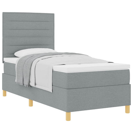 Box spring seng med madras Lysegrå 80 x 200 cm Stof