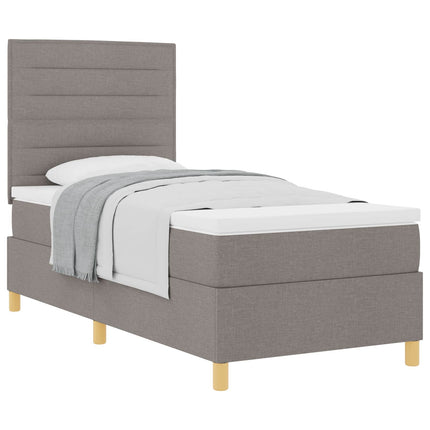 Box spring seng med hovedgærde Gråbrun 80 x 200 cm Stof