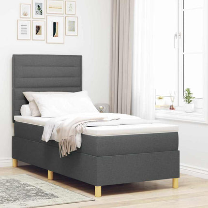 Box spring seng med madras Mørkegrå 90 x 200 cm Stof