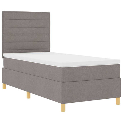 Box spring seng med hovedgærde Gråbrun 90 x 200 cm Stof