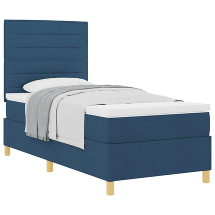 Box spring seng med madras med hovedgærde Blå 100 x 200 cm Stof