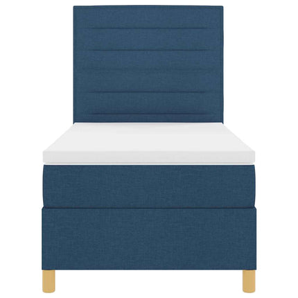 Box spring seng med madras med hovedgærde Blå 100 x 200 cm Stof