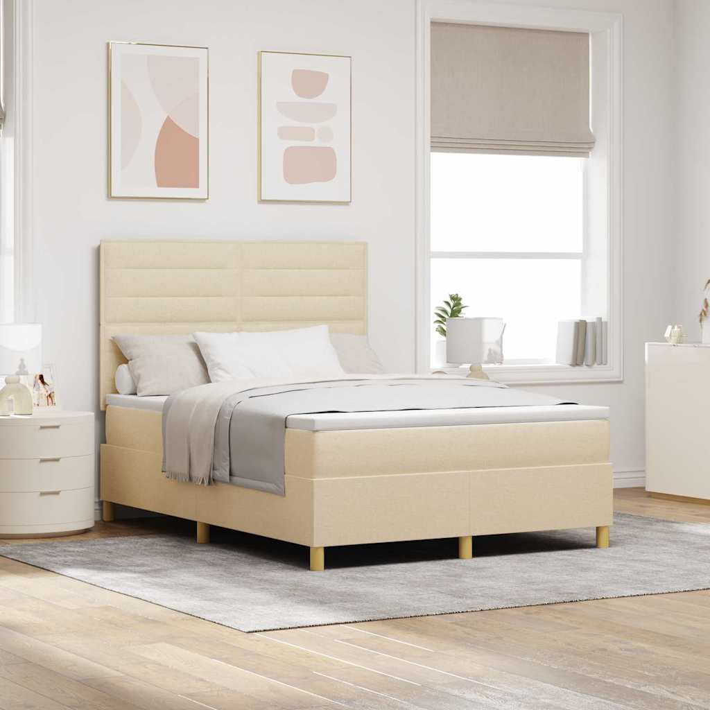Kontinentalseng med madras - creme 140 × 190 cm, stof