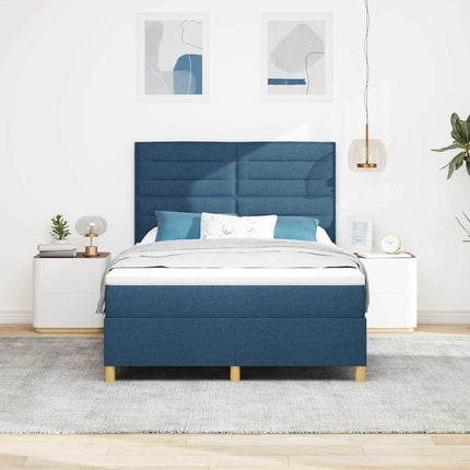 Box spring seng med madras med hovedgærde Blå 140 x 200 cm Stof