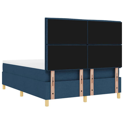 Box spring seng med madras med hovedgærde Blå 140 x 200 cm Stof