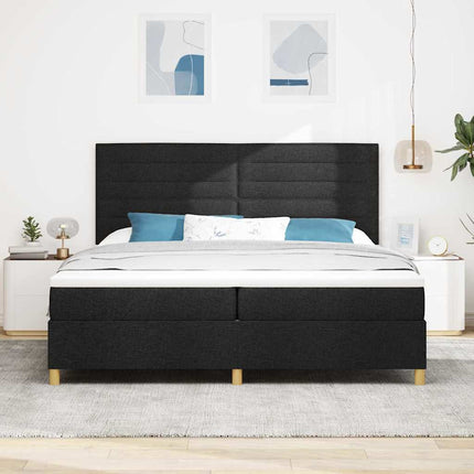 Box spring seng med hovedgærde Sort 200 x 200 cm Stof
