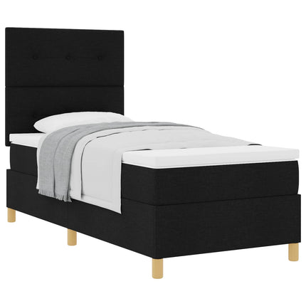 Box spring seng med hovedgærde Sort 80 x 200 cm Stof