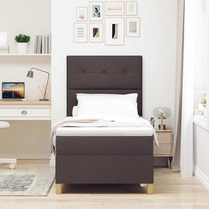 Box spring seng med madras Mørk Brun 90 x 190 cm Stof