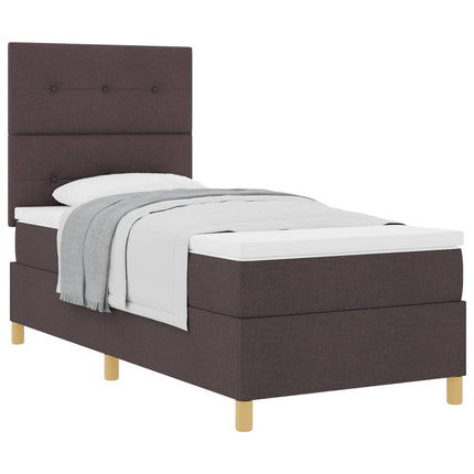 Box spring seng med madras Mørk Brun 90 x 190 cm Stof