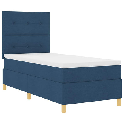 Box spring seng med hovedgærde Blå 90 x 190 cm Stof