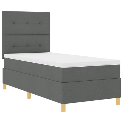 Box spring seng med hovedgærde Mørkegrå 90 x 200 cm Stof