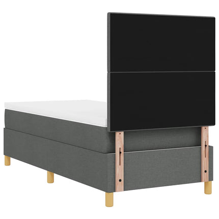 Box spring seng med hovedgærde Mørkegrå 90 x 200 cm Stof