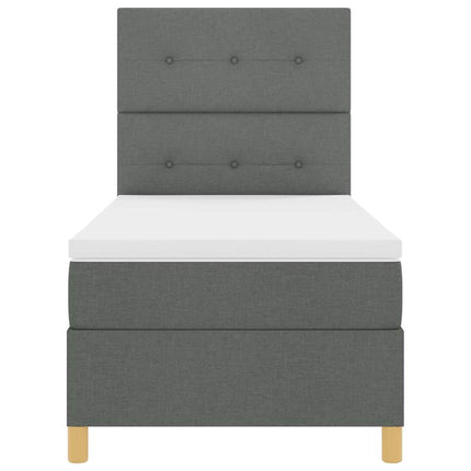 Box spring seng med hovedgærde Mørkegrå 90 x 200 cm Stof
