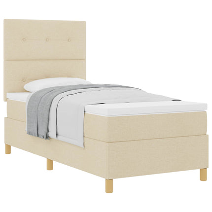 Box spring seng med hovedgærde Creme 90 x 200 cm Stof