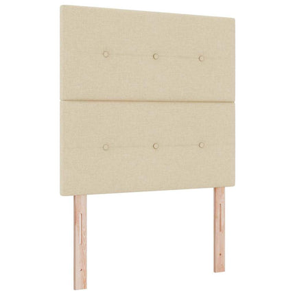 Box spring seng med hovedgærde Creme 90 x 200 cm Stof