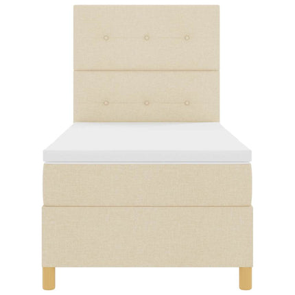 Box spring seng med hovedgærde Creme 90 x 200 cm Stof