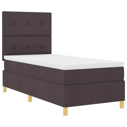 Box spring seng med hovedgærde Mørk Brun 100 x 200 cm Stof