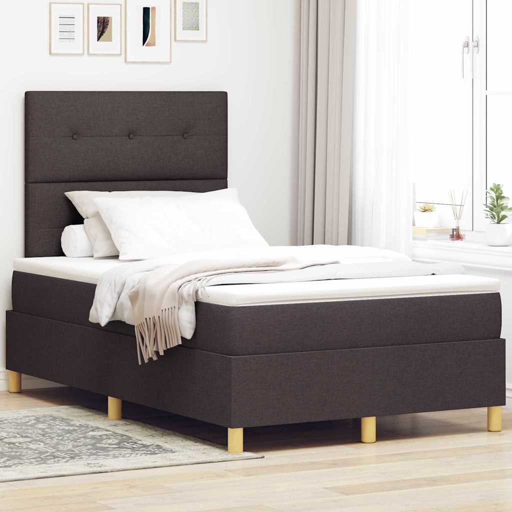 Box spring seng med hovedgrde Mrk Brun 120 x 190 cm Stof