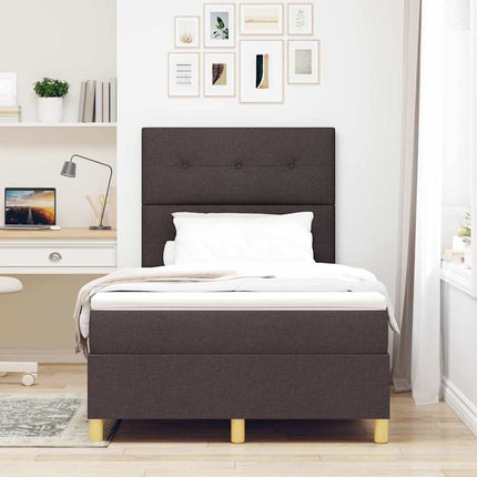 Box spring seng med hovedgærde Mørk Brun 120 x 190 cm Stof