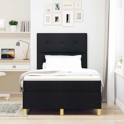 Box spring seng med hovedgærde Sort 120 x 200 cm Stof