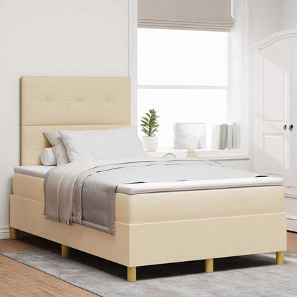 Box spring seng med hovedgærde Creme 120 x 200 cm Stof